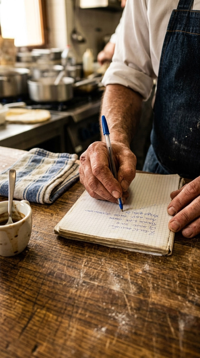 Menu del giorno scritto a mano
